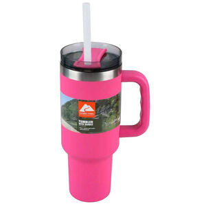 Ozark Trail Hot Pink Handle Vacuum-Insulated Stainless-Steel Tumbler 40 oz